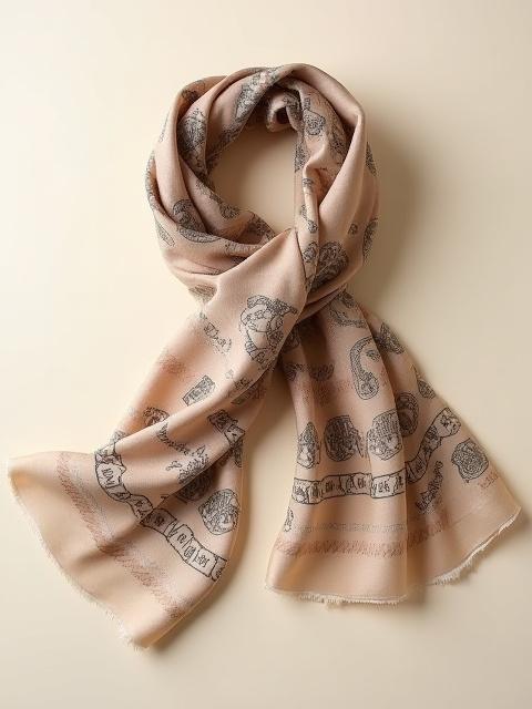 Exklusiver Seidenschal mit Kalligraphie-Design